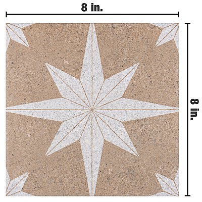 Compass Star Sand Stone 8" x 8" Porcelain Tile - Per Case of 25 Tile - 11.50 Sq. Ft. Per Case