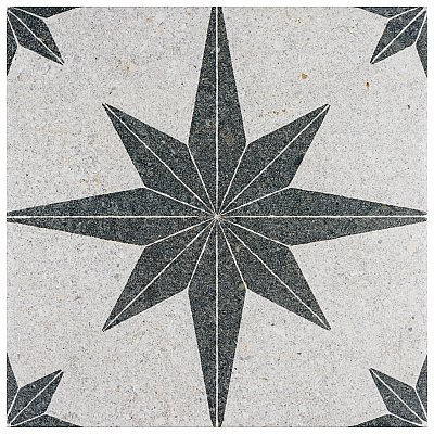Compass Star White Stone 8" x 8" Porcelain Tile - Per Case of 25 Tile - 11.50 Sq. Ft. Per Case