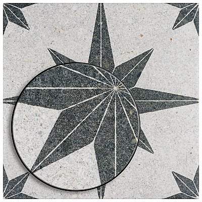 Compass Star White Stone 8" x 8" Porcelain Tile - Per Case of 25 Tile - 11.50 Sq. Ft. Per Case
