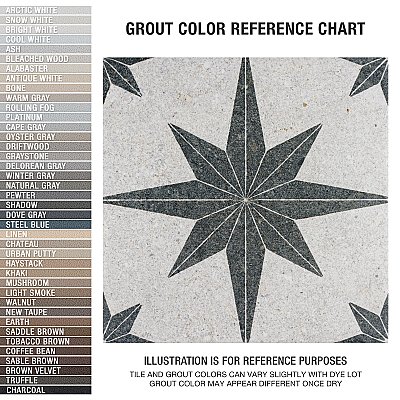 Compass Star White Stone 8" x 8" Porcelain Tile - Per Case of 25 Tile - 11.50 Sq. Ft. Per Case