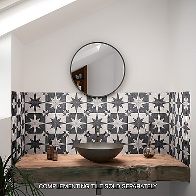 Compass Star White Stone 8" x 8" Porcelain Tile - Per Case of 25 Tile - 11.50 Sq. Ft. Per Case