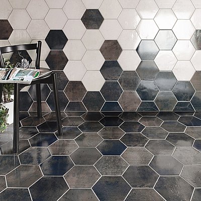Capri Hex Nero 7" x 8" Porcelain Floor & Wall Tile -36 Tiles Per Case - 10.8 Sq. Ft.