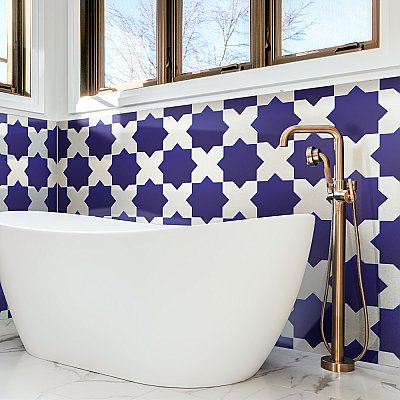 Argile Cross Bianco 7" x 7" Porcelain Floor and Wall Tile - 1 Tiles Per Case - 0.3 Square Feet