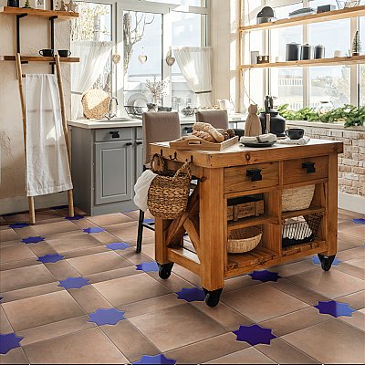 Argile Star Blu 7" x 7" Porcelain Floor and Wall Tile - 1 Tiles Per Case - 0.42 Square Feet