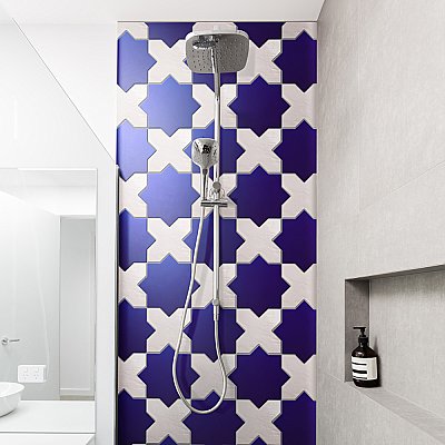 Argile Star Blu 7" x 7" Porcelain Floor and Wall Tile - 1 Tiles Per Case - 0.42 Square Feet