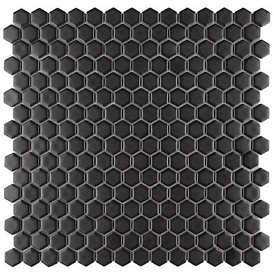 Colmena Matte Gunmetal Hex 11-1/2" x 11-5/8" Tile - Black - Per Case of 5 Sheets - 4.75 Square Feet
