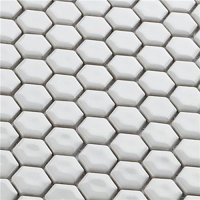 Colmena Glossy White Hex 1-1/2" x 11-5/8" Tile - Per Case of 5 Sheets - 4.75 Square Feet