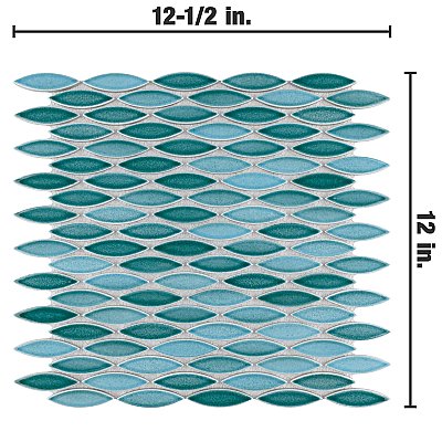 Pescado Glossy Agua 12"x 12-1/2" Porcelain Tile - Per Sheet - 1.06 Sq. Ft.