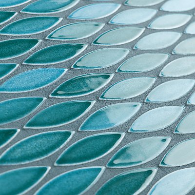 Pescado Glossy Agua 12"x 12-1/2" Porcelain Tile - Per Sheet - 1.06 Sq. Ft.