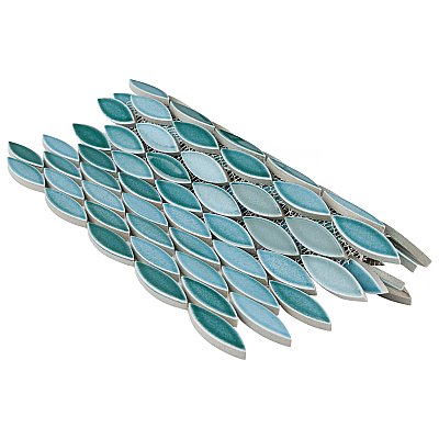 Pescado Glossy Agua 12"x 12-1/2" Porcelain Tile - Per Sheet - 1.06 Sq. Ft.