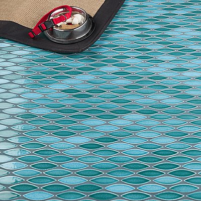 Pescado Glossy Agua 12"x 12-1/2" Porcelain Tile - Per Sheet - 1.06 Sq. Ft.