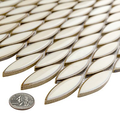 Pescado Glossy Crema 12"x 12-1/2" Porcelain Tile - Per Sheet - 1.06 Sq. Ft.