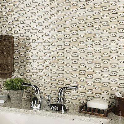 Pescado Glossy Crema 12"x 12-1/2" Porcelain Tile - Per Sheet - 1.06 Sq. Ft.