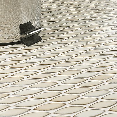 Pescado Glossy Crema 12"x 12-1/2" Porcelain Tile - Per Sheet - 1.06 Sq. Ft.