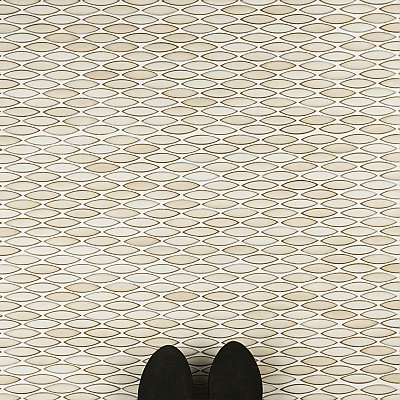 Pescado Glossy Crema 12"x 12-1/2" Porcelain Tile - Per Sheet - 1.06 Sq. Ft.