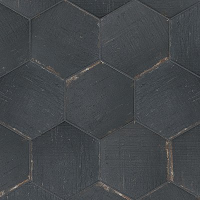 Retro Mini Hex Nero 7" x 8" Porcelain Floor & Wall Tile - Sold Per Case of 36 - 11.16 Sq. Ft.