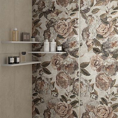 Parete Fiori Beige 23-1/2" x 47" Porcelain Floor and Wall Tile - 3 Tiles Per Case - 23.1 Square Feet