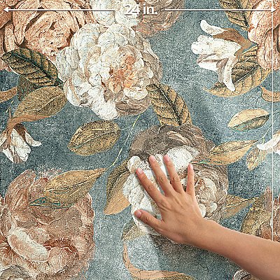 Parete Fiori Green 23-1/2" x 47" Porcelain Floor and Wall Tile - 3 Tiles Per Case - 23.1 Square Feet