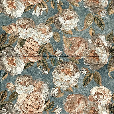 Parete Fiori Green 23-1/2" x 47" Porcelain Floor and Wall Tile - 3 Tiles Per Case - 23.1 Square Feet