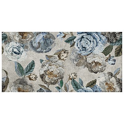 Parete Fiori Grey 23-1/2" x 47" Porcelain Floor and Wall Tile - 3 Tiles Per Case - 23.1 Square Feet