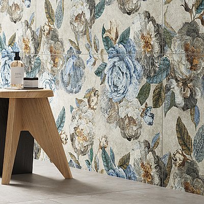 Parete Fiori Grey 23-1/2" x 47" Porcelain Floor and Wall Tile - 3 Tiles Per Case - 23.1 Square Feet