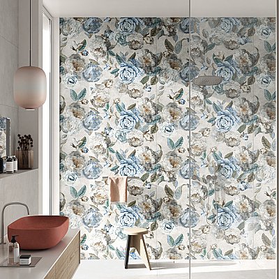 Parete Fiori Grey 23-1/2" x 47" Porcelain Floor and Wall Tile - 3 Tiles Per Case - 23.1 Square Feet