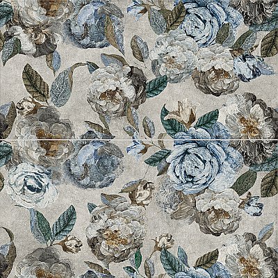 Parete Fiori Grey 23-1/2" x 47" Porcelain Floor and Wall Tile - 3 Tiles Per Case - 23.1 Square Feet