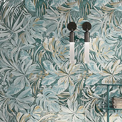 Parete Tropici Blue 23-1/2" x 47" Porcelain Floor and Wall Tile - 3 Tiles Per Case - 23.1 Square Feet