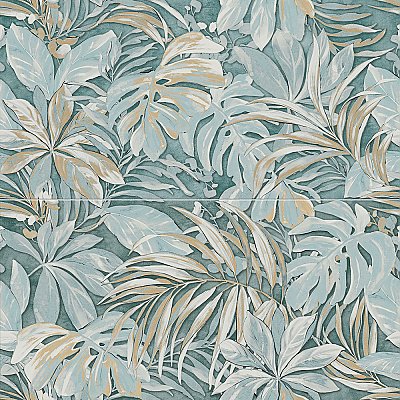 Parete Tropici Blue 23-1/2" x 47" Porcelain Floor and Wall Tile - 3 Tiles Per Case - 23.1 Square Feet