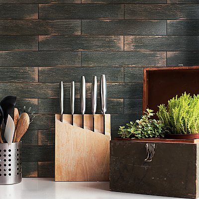 Bora Dark 3-1/8" x 17-1/2" Porcelain Floor & Wall Tile - 30 Tiles Per Case - 12.0 Sq. Ft.