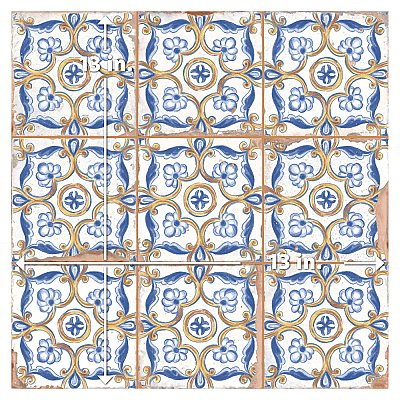 Kings Campania Atrani 13" x 13" Ceramic Floor and Wall Tile - 10 Tiles Per Case - 12.0 Square Feet