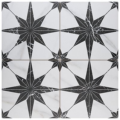 Merzoni Star Marquina 17-7/8" x 17-7/8" Porcelain Floor & Wall Tile - 5 Tiles Per Case - 11.25 Sq. Ft.