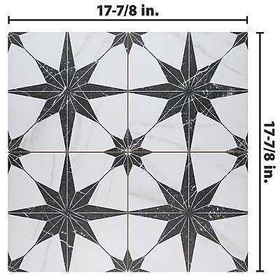 Merzoni Star Marquina 17-7/8" x 17-7/8" Porcelain Floor & Wall Tile - 5 Tiles Per Case - 11.25 Sq. Ft.