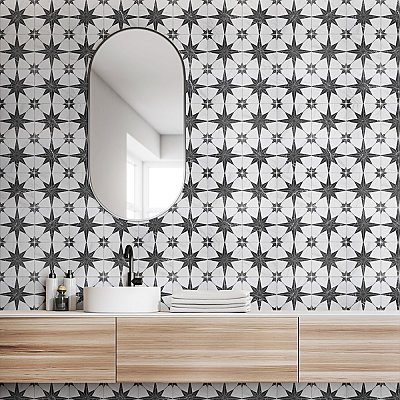 Merzoni Star Marquina 17-7/8" x 17-7/8" Porcelain Floor & Wall Tile - 5 Tiles Per Case - 11.25 Sq. Ft.