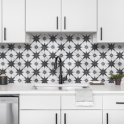 Merzoni Star Marquina 17-7/8" x 17-7/8" Porcelain Floor & Wall Tile - 5 Tiles Per Case - 11.25 Sq. Ft.