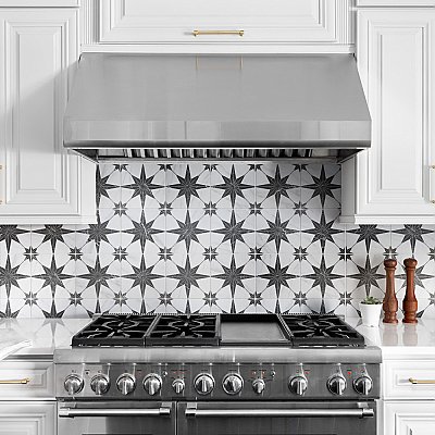 Merzoni Star Marquina 17-7/8" x 17-7/8" Porcelain Floor & Wall Tile - 5 Tiles Per Case - 11.25 Sq. Ft.
