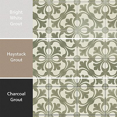 Kings Nouveau Sage 17-5/8" x 17-5/8" Ceramic Floor and Wall Tile - 5 Tiles Per Case - 10.95 Square Feet