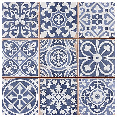 Faenza Azul 13" x 13" Ceramic Tile - Per Case of 10 - 12 Sq. Ft. Per Case