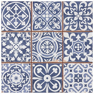 Faenza Azul 13" x 13" Ceramic Tile - Per Case of 10 - 12 Sq. Ft. Per Case
