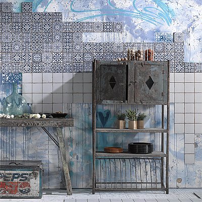 Faenza Azul 13" x 13" Ceramic Tile - Per Case of 10 - 12 Sq. Ft. Per Case