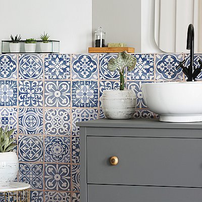 Faenza Azul 13" x 13" Ceramic Tile - Per Case of 10 - 12 Sq. Ft. Per Case