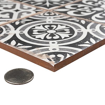 Faenza Nero 13" x 13" Ceramic Tile - Per Case of 10 - 12 Sq. Ft. Per Case