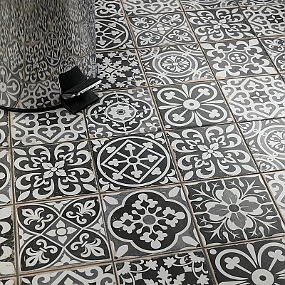 Faenza Nero 13" x 13" Ceramic Tile - Per Case of 10 - 12 Sq. Ft. Per Case