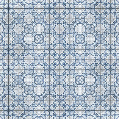 Harmonia Floral Lattice Blue 13"x13" Ceramic Tile - Sold Per Case of 10 - 12.19 Square Feet