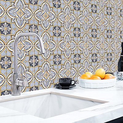 Harmonia Grove Blue  13" x 13" Ceramic Floor & Wall Tile - 10 Tiles Per Case - 12.0 Sq. Ft.