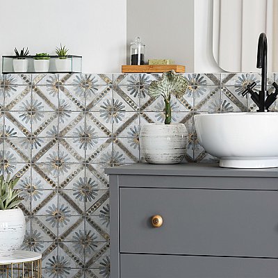Harmonia Kings Marrakech Blue 13"x13"Ceramic Tile - Sold Per Case of 10 - 12.19 Square Feet
