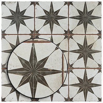 Harmonia Kings Star Nero 13"x13" Ceramic Tile - Sold Per Case of 10 - 12.19 Square Feet