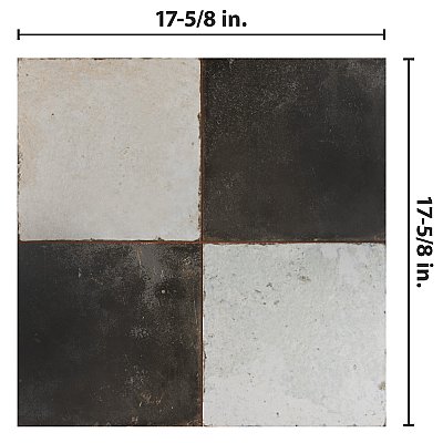 Kings Damero Ceramic Floor Tile 17-5/8" x 17-5/8" - Sold Per Case of 5 Tiles - 11.02 Square Feet Per Case