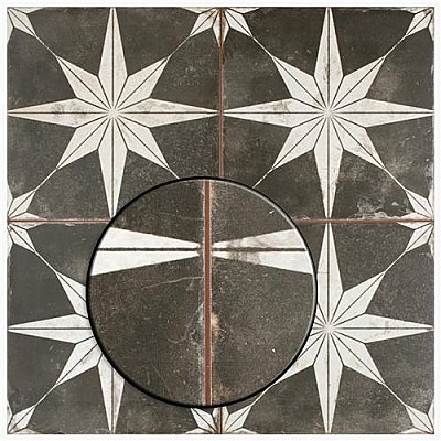 Kings Star Night Black and White 17-5/8" x 17-5/8" Ceramic Tile - Sold Per Case of 5 - 11.02 Square Feet Per Case