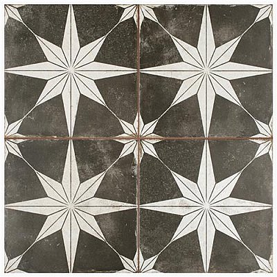 Kings Star Night Black and White 17-5/8" x 17-5/8" Ceramic Tile - Sold Per Case of 5 - 11.02 Square Feet Per Case